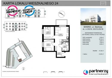 Banino, 451 880 zł, 41.08 m2, z balkonem