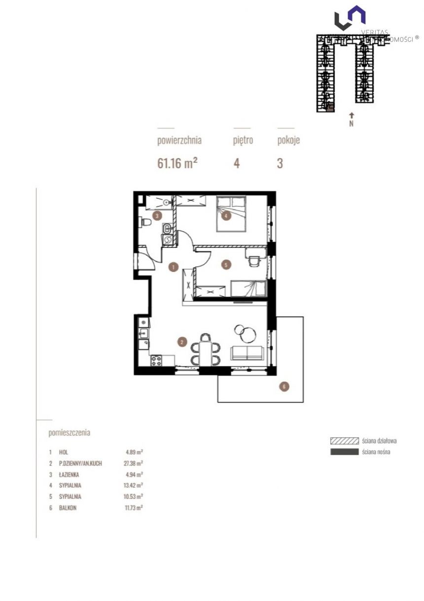 Katowice Dolina Trzech Stawów, 862 356 zł, 61.16 m2, M3 miniaturka 2