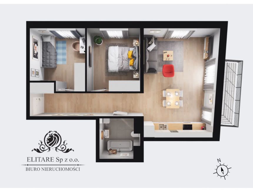 Mieszkanie nowe 3pok, 58,67m2 z balkonem/ Krzyki, Brochów, Wrocław miniaturka 6