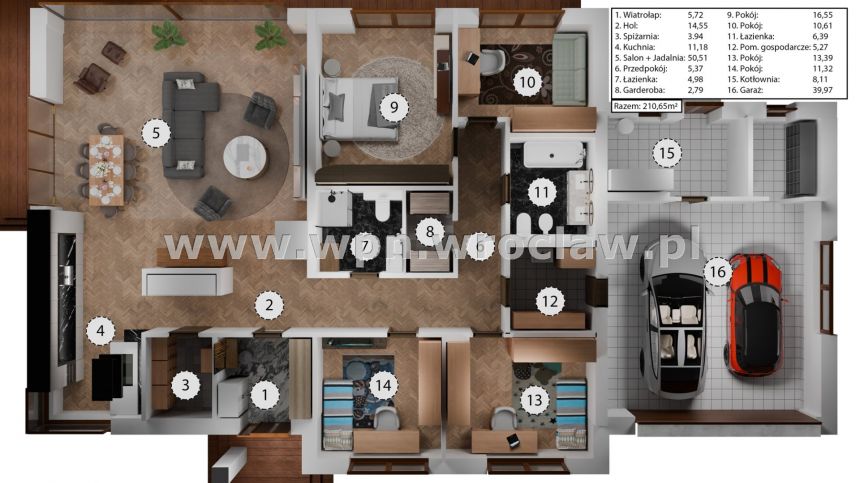 Komfortowy parterowy dom 210mkw, duża działka miniaturka 3