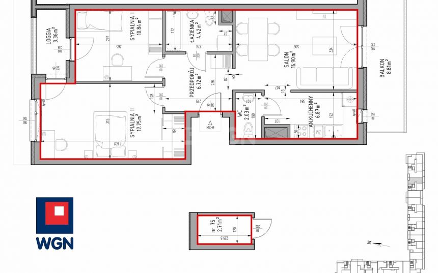 Lublin Felin, 609 429 zł, 65.53 m2, z loggią miniaturka 3