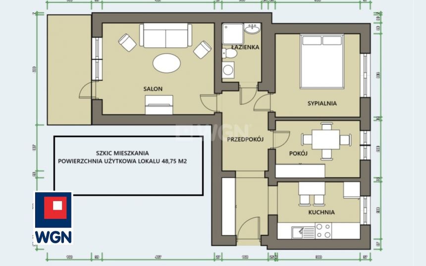 Chrzanów, 1 700 zł, 48.75 m2, z loggią miniaturka 2