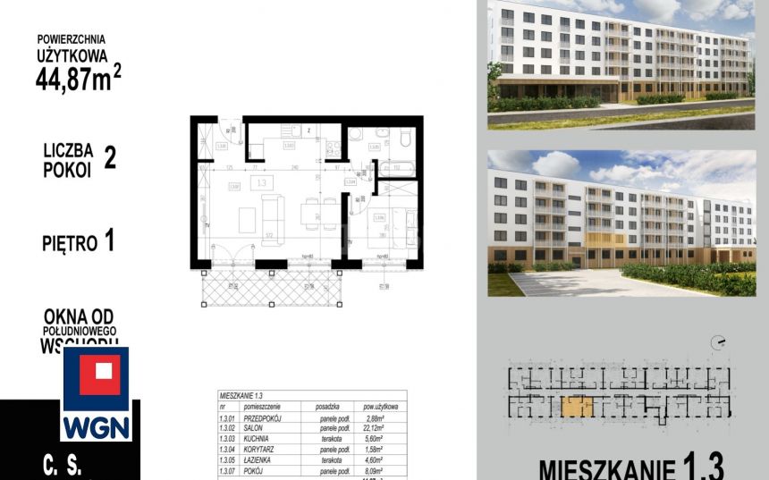 Głogów, 323 064 zł, 44.87 m2, pietro 4, 5 miniaturka 7