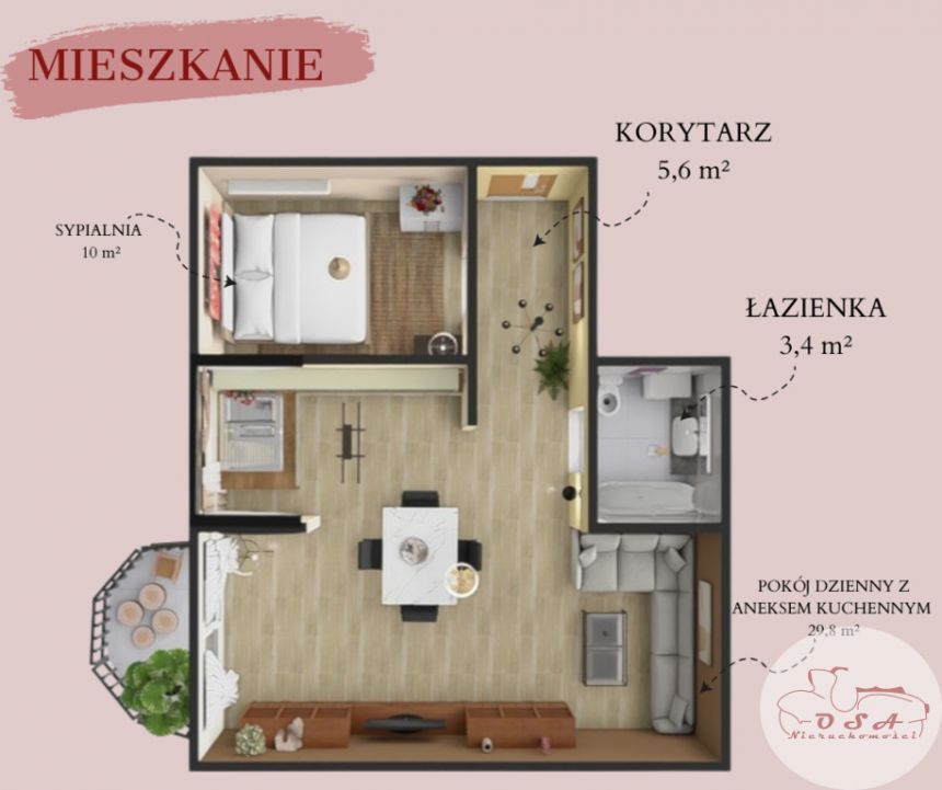2 pokoje 48,8 m2 ul. Radosna Zalasewo miniaturka 13