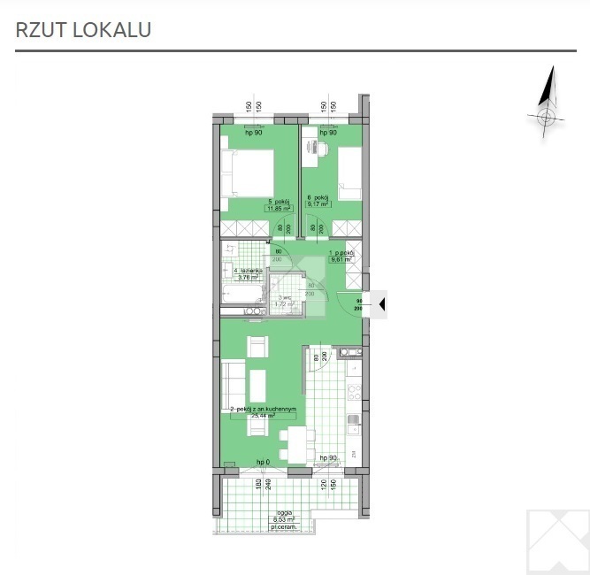 Trzypokojowe mieszkanie 61,55 m2 | Wilkowyja miniaturka 2