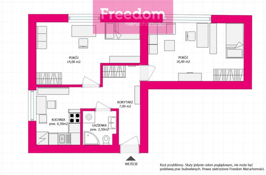 Dwupokojowe mieszkanie w Centrum, 46 m² miniaturka 9