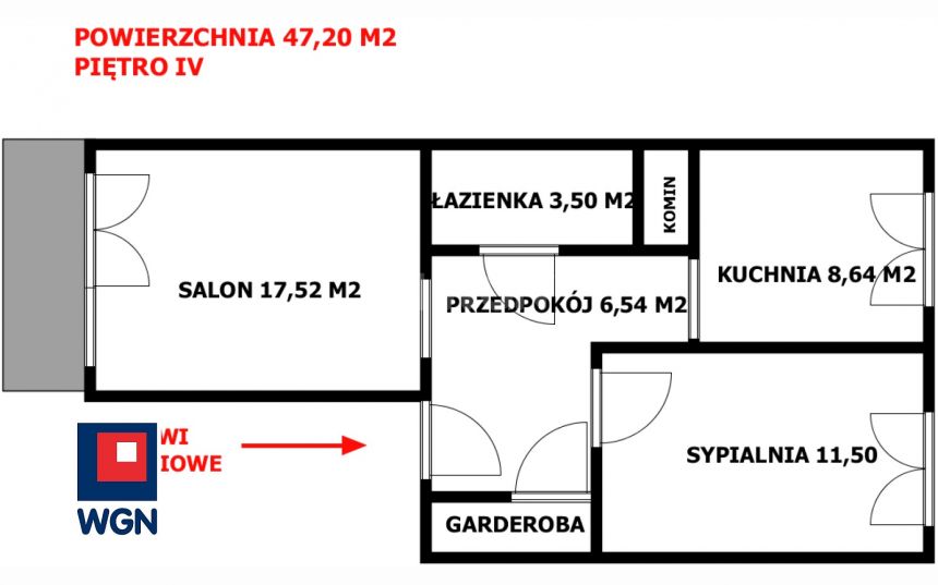 Legnica Piekary C, 249 000 zł, 47.2 m2, pietro 4/5 miniaturka 2