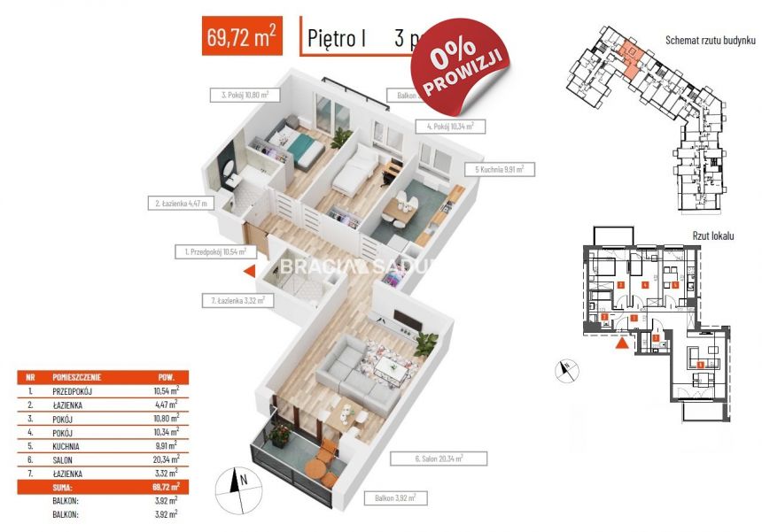 69m2 3pok+os kuchnia 2 balkony Bieżanów-Prokocim - zdjęcie 1