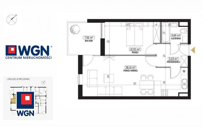 Lublin Sławin, 580 000 zł, 50 m2, aneks kuchenny miniaturka 2