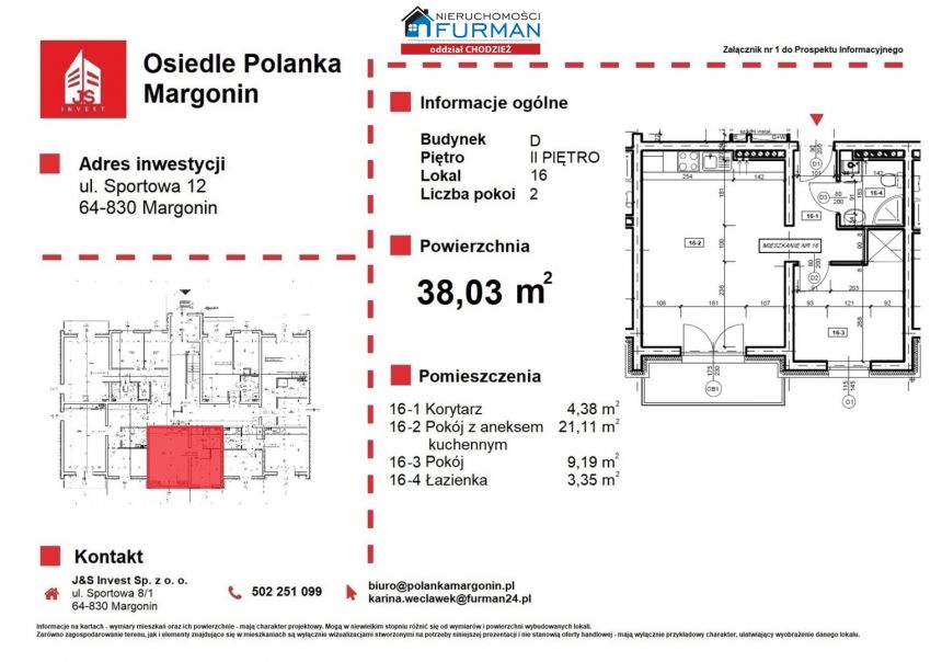 Na sprzedaż mieszkanie 2 pokojowe Margonin miniaturka 7