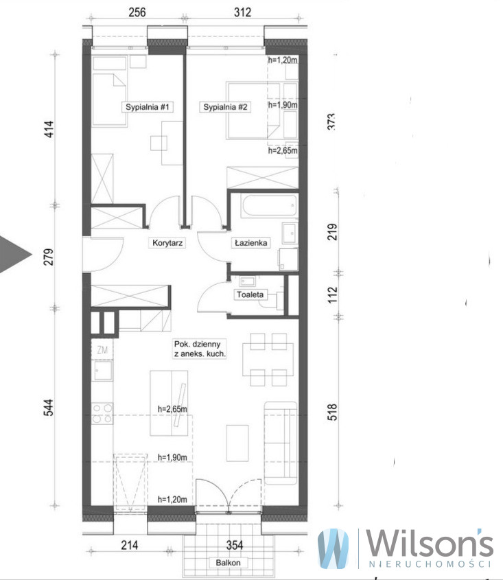 Wrocław Brochów, 631 100 zł, 63.11 m2, z balkonem miniaturka 3