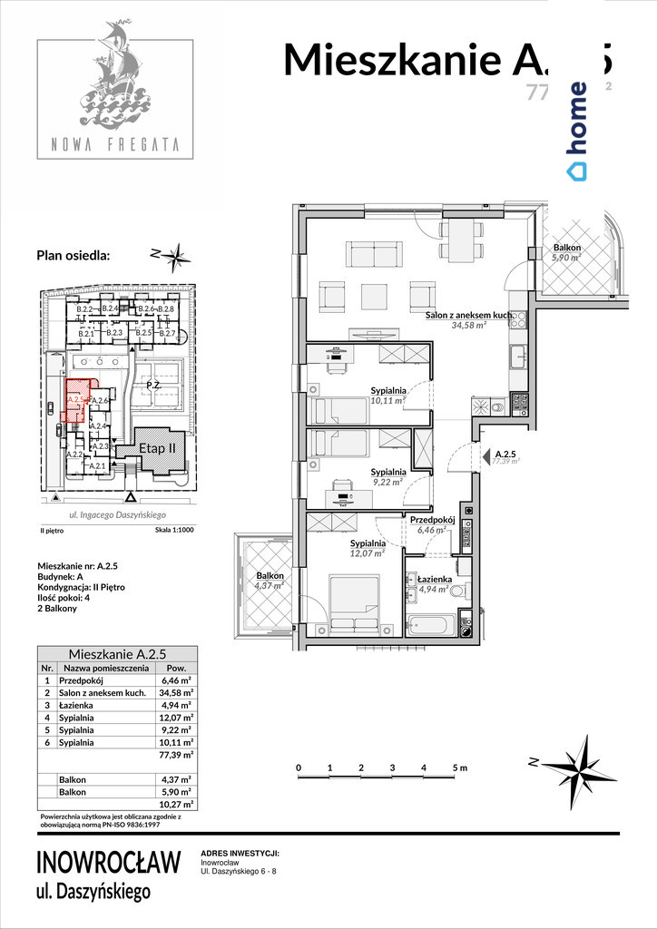 Inowrocław Nowa Fregata apartament 4 pokoje miniaturka 6