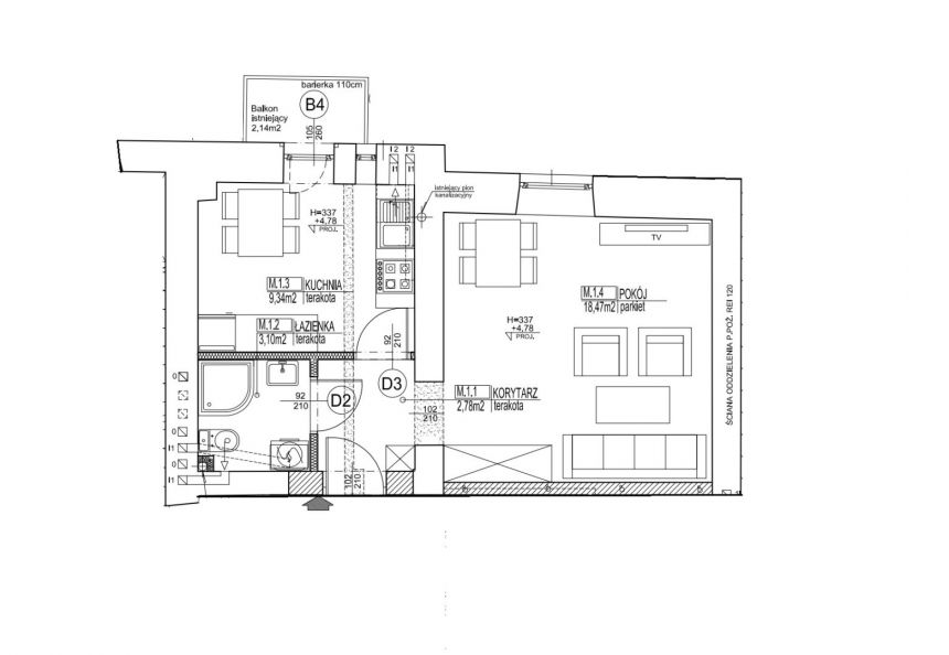 2 POKOJE - BALKON - 1 PIĘTRO - STAROWIŚLNA - 34 M2 miniaturka 19