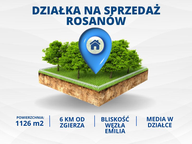 Rosanów, 230 000 zł, 11.26 ar, droga dojazdowa utwardzona - zdjęcie 1