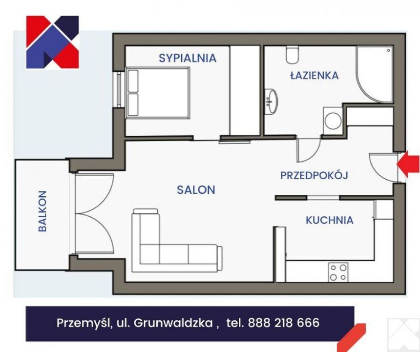 Przestronne mieszkanie Kmiecie 2 pokoje balkon miniaturka 15