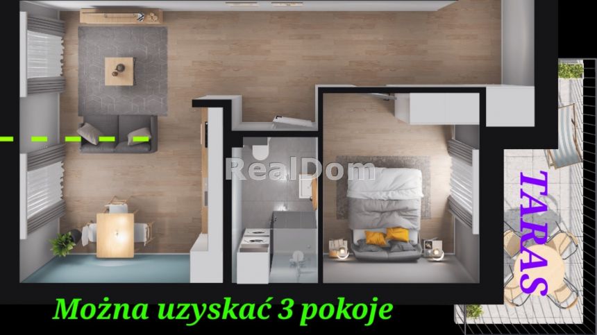 2 pokojowe z tarasem Kraków Krowodrza / Prądnik miniaturka 2