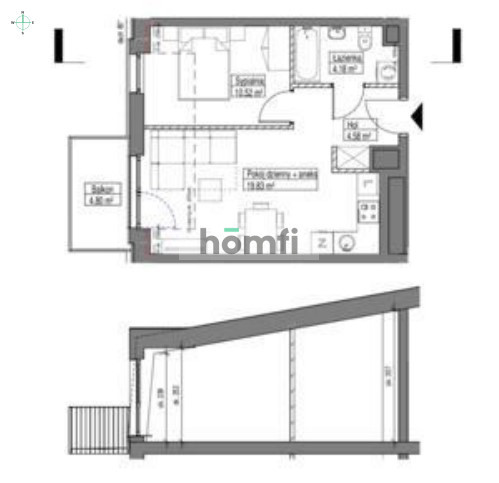 Stylowe, 2-pok. mieszkanie, wysoki sufit + balkon miniaturka 15