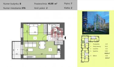 OSTATNIE 40,8m2 7. PIĘTRO 2 pokoje GOTOWE 2024 r.