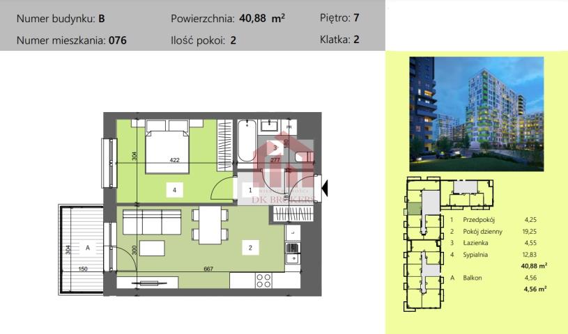 OSTATNIE 40,8m2 7. PIĘTRO 2 pokoje GOTOWE 2024 r. - zdjęcie 1