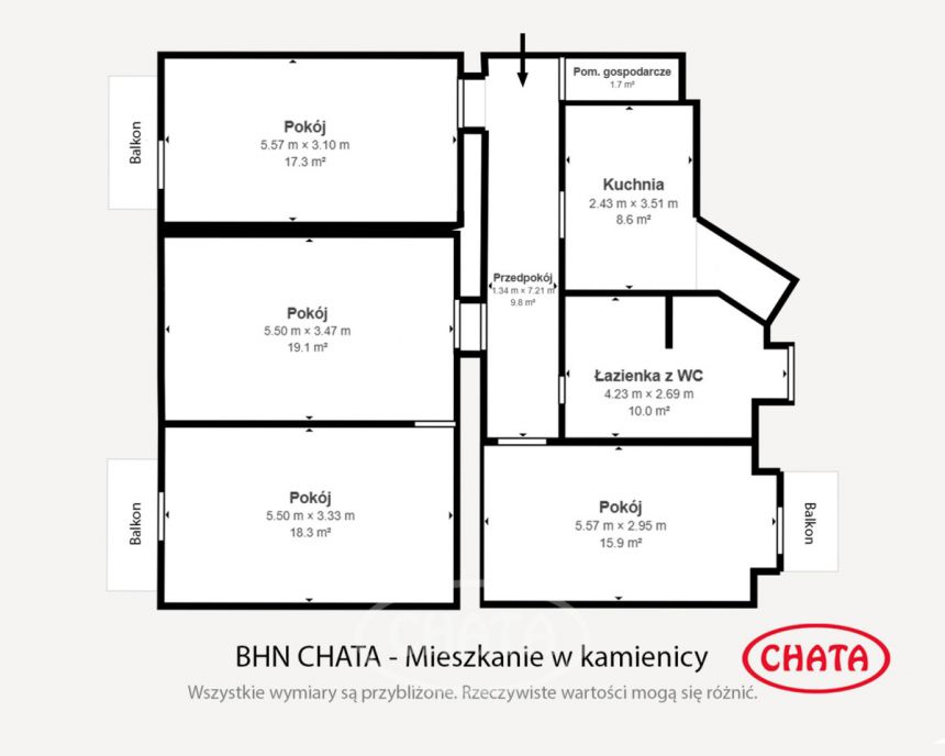 Wrocław Huby, 1 150 000 zł, 99.91 m2, z balkonem miniaturka 3