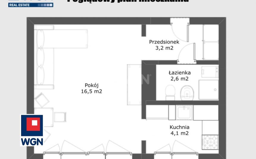 Poznań Stary Grunwald, 348 000 zł, 26.4 m2, pietro 6/7 miniaturka 8