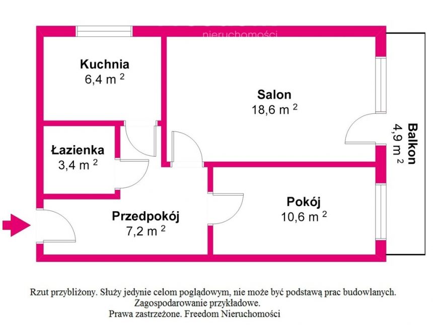 Mieszkanie 46,20 m², 2 pokoje, balkon Radzyń Podl. miniaturka 4