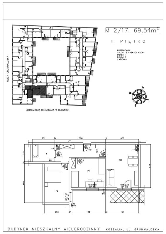 2 p, 69,60 m2 Śródmieście, piętro 1, winda Koszali miniaturka 4