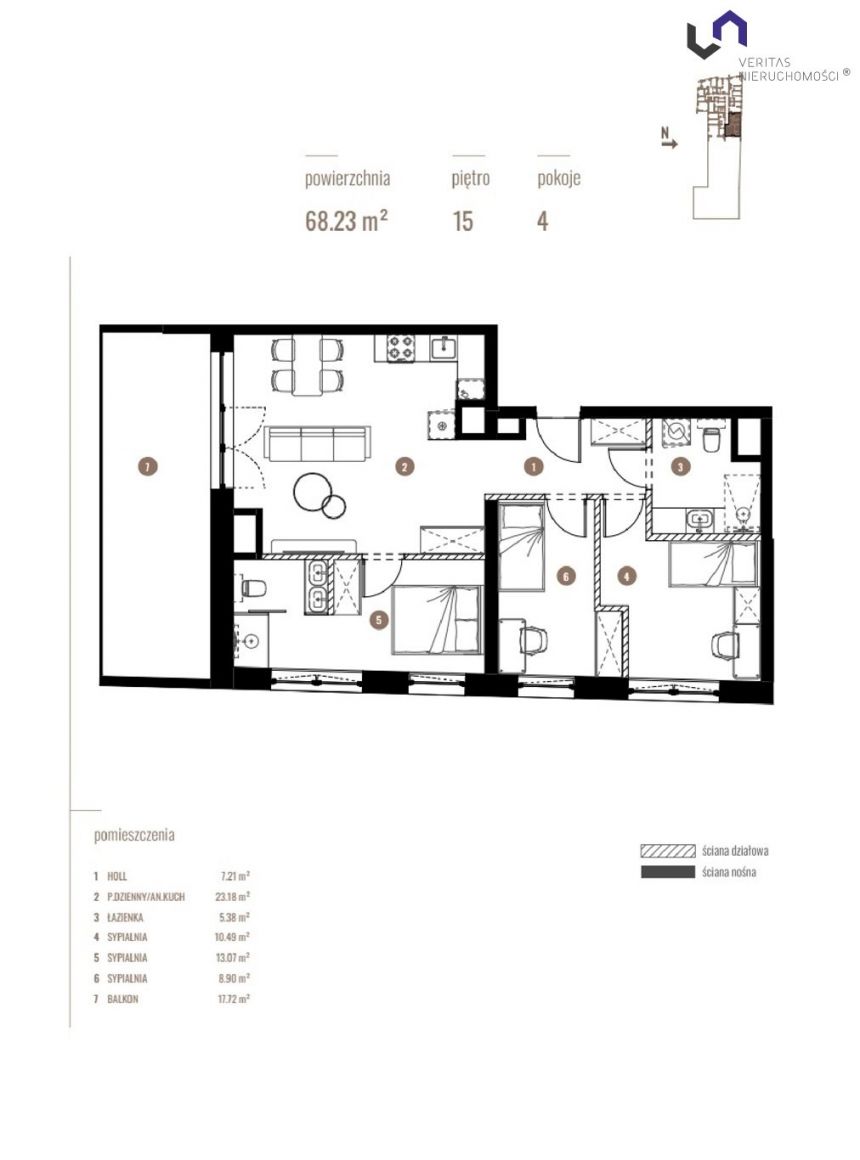 Katowice, 1 166 733 zł, 68.23 m2, z balkonem miniaturka 2