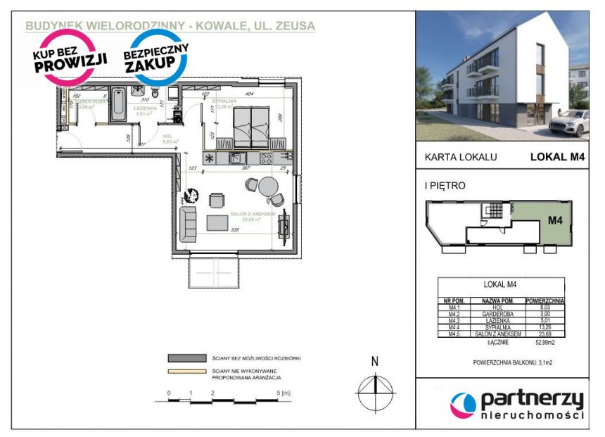 Gdańsk Kowale, 515 500 zł, 52.99 m2, z miejscem parkingowym miniaturka 2