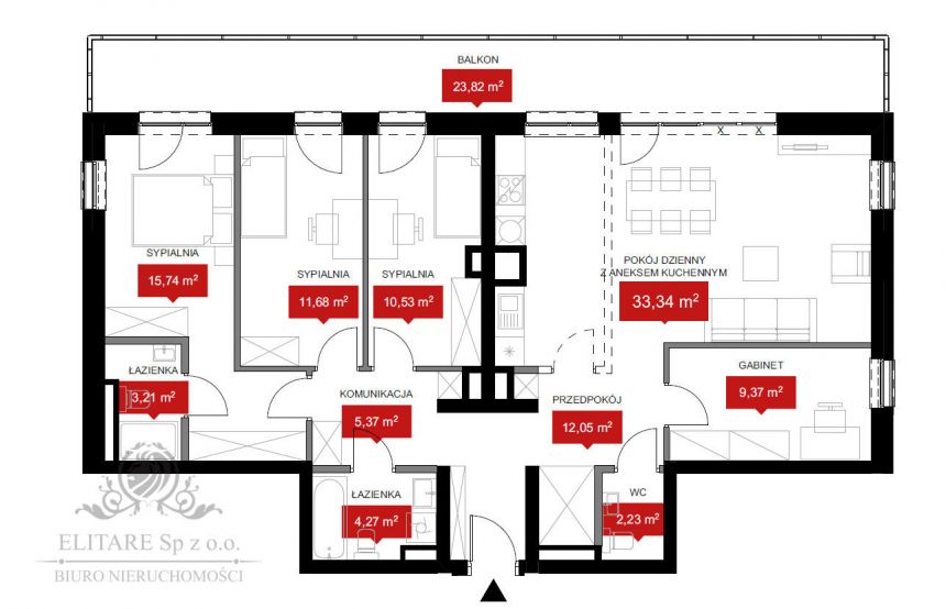 Apartament 107,79m2, 5 pokojowe z balkonem 23,82m2  i z wiodkiem na rzekę miniaturka 5