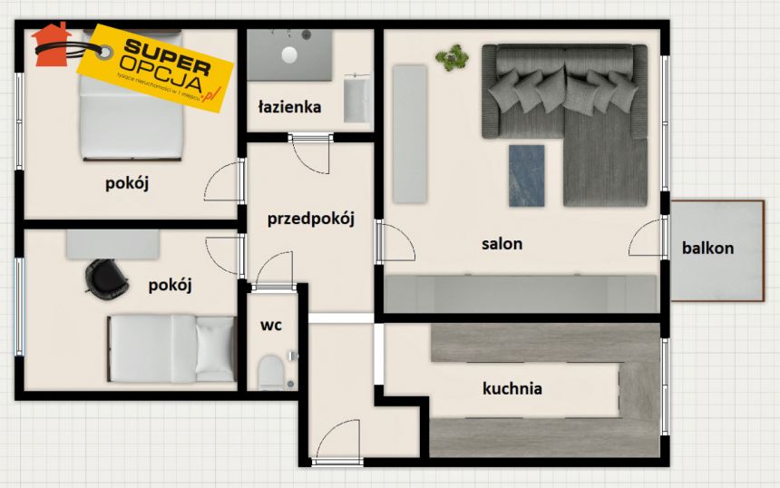 Kraków Nowy Prokocim, 1 099 000 zł, 61.4 m2, pietro 1/2 miniaturka 2