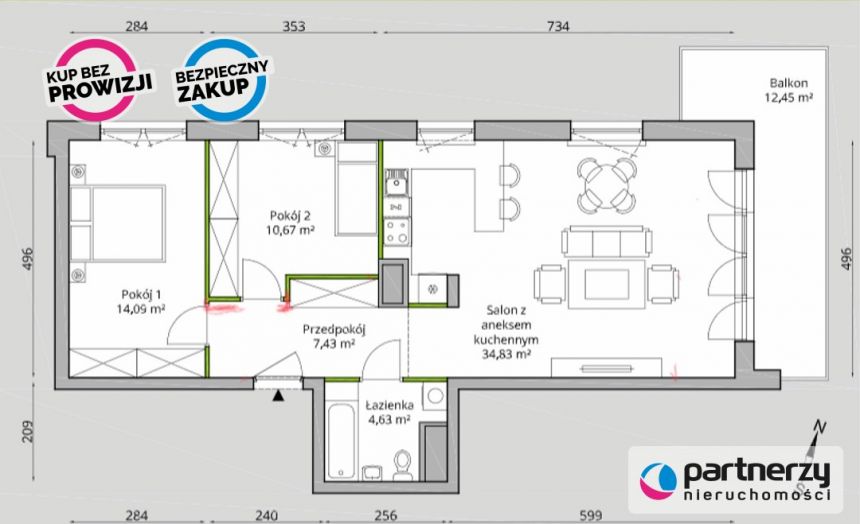 Gdańsk Przymorze, 1 990 000 zł, 72.09 m2, z parkingiem podziemnym miniaturka 15