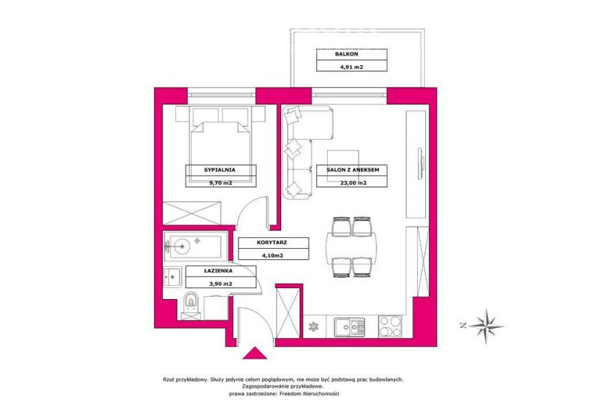 Nowe, 2-pokojowe mieszkanie, 41,94 m2 miniaturka 2