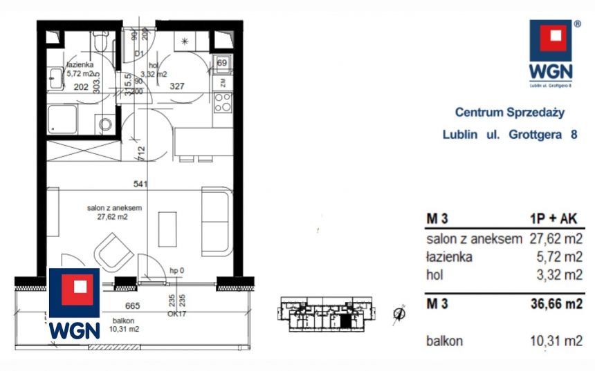 Łęczna, 337 272 zł, 36.66 m2, pietro 1 miniaturka 2