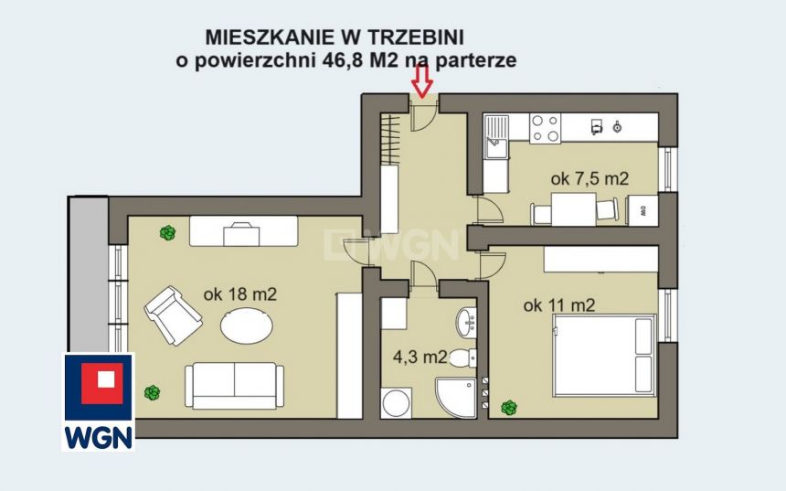 Trzebinia, 325 000 zł, 46.8 m2, M2 miniaturka 3