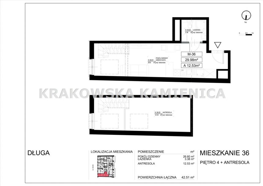 MIESZKANIE DWUPOZIOMOWE 42,51M2 W CENTRUM KRAKOWA miniaturka 20