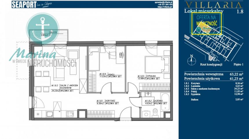 Gdynia Grabówek, 961 000 zł, 63 m2, z balkonem miniaturka 3