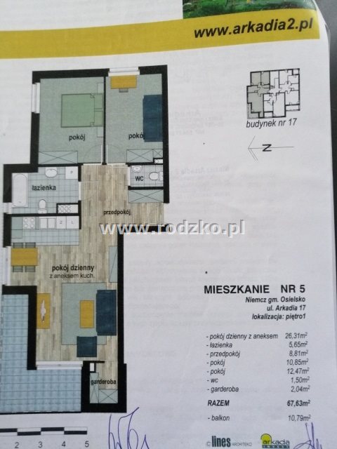 Niemcz, 550 000 zł, 67.63 m2, z balkonem miniaturka 21