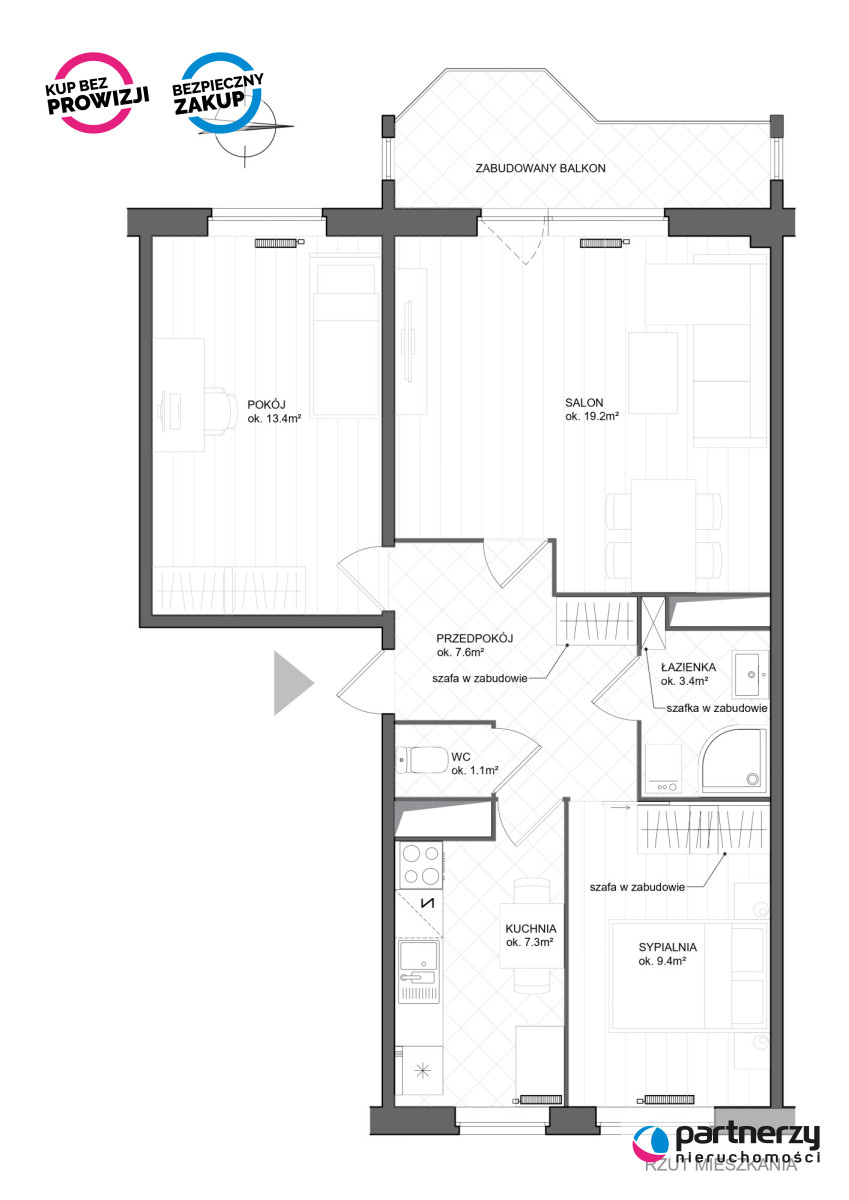 Gdańsk Orunia, 680 000 zł, 62.83 m2, z balkonem miniaturka 17