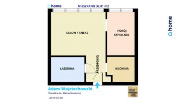 2 pokoje 32,81 m2 + Parking Hetmańska Dąbrowskiego