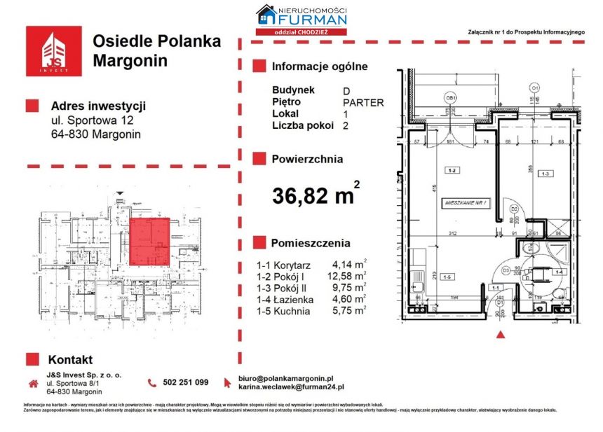 Na sprzedaż mieszkanie 2 pokojowe Margonin miniaturka 6