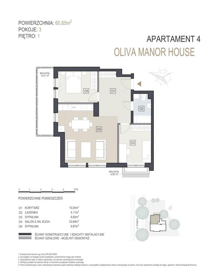 Apartament na sprzedaż Gdańsk Oliwa 3 pokoje 61m2 miniaturka 2