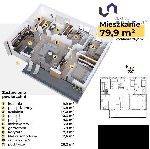 APARTAMENT + 116m2 ogódek + 26m2 poddasze Taras17m miniaturka 13