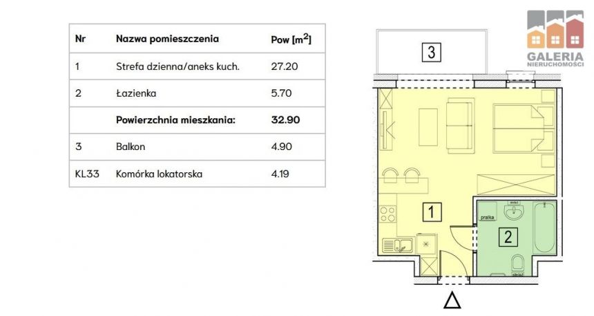 Mieszkanie 32,90m2, balkon, nowe, ul.Bałtycka miniaturka 6