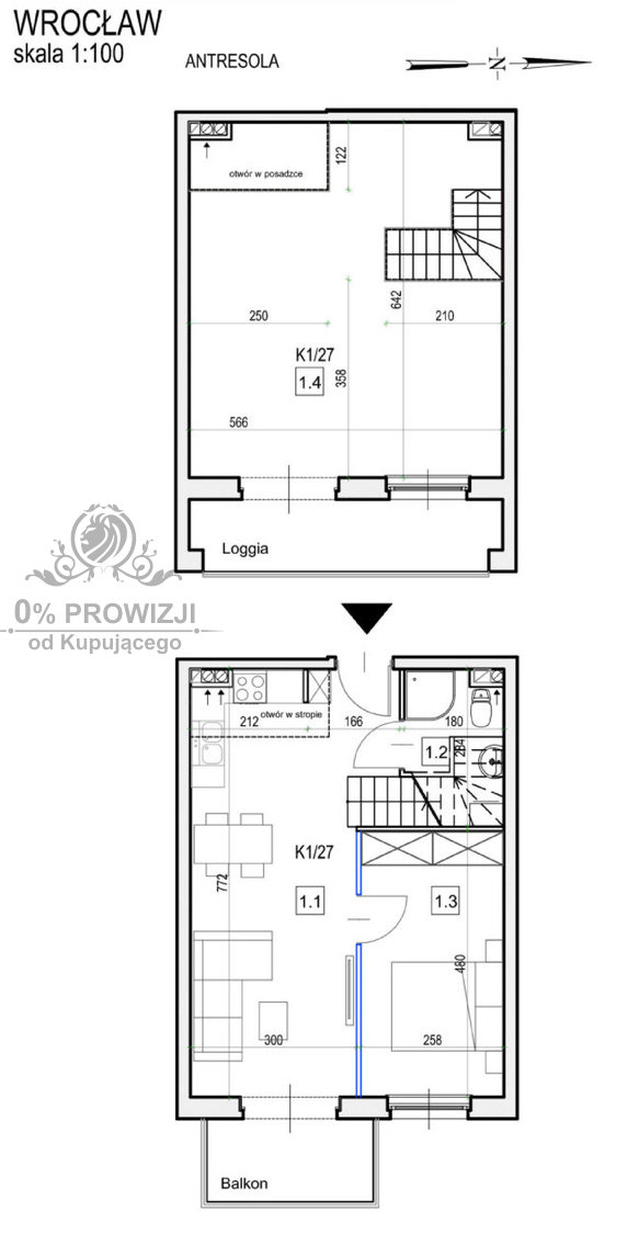 Dwupoziomowe mieszkanie 3 pokojowe z antresolą/Wrocław Maślice miniaturka 12