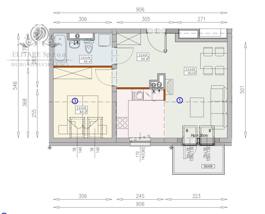 Mieszkanie nowe 2pok, 40,30m2 balkon / Krzyki, Księże Wielkie, Wrocław miniaturka 4