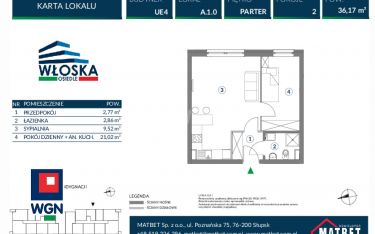 Koszalin, 321 551 zł, 36.17 m2, do wykończenia