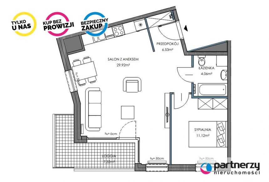 Gdańsk Letnica, 1 015 000 zł, 51.63 m2, z loggią miniaturka 21