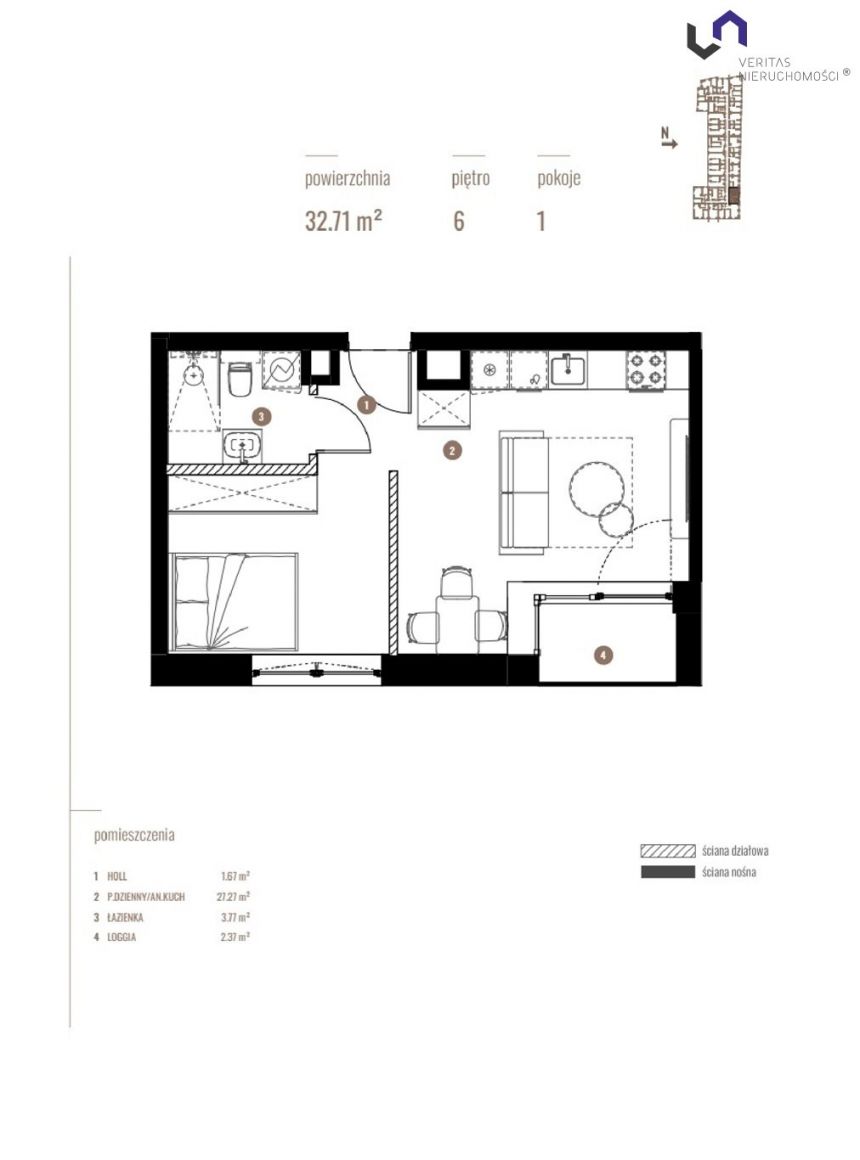 Katowice, 490 650 zł, 32.71 m2, M2 miniaturka 2