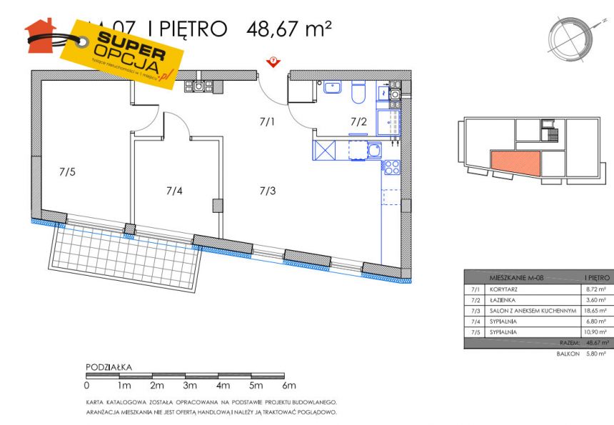 Kraków Ruczaj, 798 000 zł, 48.67 m2, pietro 1/2 miniaturka 2